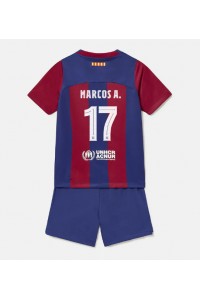 Barcelona Marcos Alonso #17 Jalkapallovaatteet Lasten Kotipeliasu 2023-24 Lyhythihainen (+ Lyhyet housut)